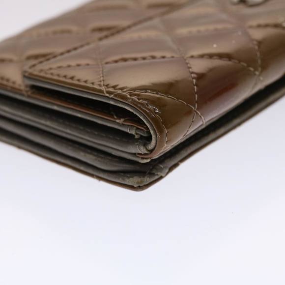 CHANEL Matelasse Wallet Patent Leather Brown CC Auth yk7893 - Picture 14 of 16